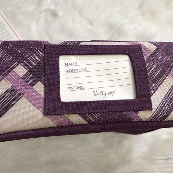 Thirty One 31 Perfect Potluck Plum Plaid Square Thermal Casserole Carrier - Picture 5 of 6